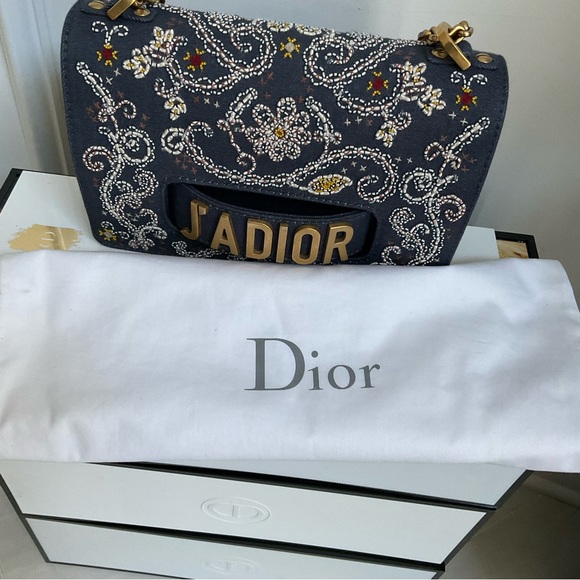 DIOR J’ADIOR Denim Embroidered Crossbody Bag - Picture 13 of 16